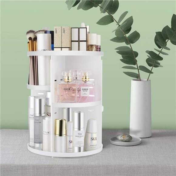 360 Rotating Makeup Organizer,DIY Adjustable Spinning Holder,Foldable Storage - Picture 6 of 7